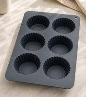6er-Silikon Muffinform Backform ca. 26 x 18 x 3,5 cm zum Backen und Einfrieren **B-Ware – geprüft & funktionell einwandfrei** 7855401 Grau