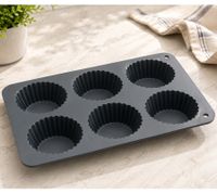 6er-Silikon Muffinform Backform ca. 26 x 18 x 3,5 cm zum Backen und Einfrieren **B-Ware – geprüft & funktionell einwandfrei** 7855401 Grau