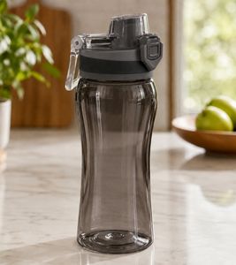 Duo Tableware Trinkflasche 600ml aus Tritan mit praktischem Deckel & Trageschlaufe, Auslaufsicher mit Verschluss-Sicherung **B-Ware – geprüft & funktionell einwandfrei** in Schwarz