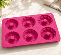 6er-Silikon Donut-Form Backform ca. 29 x 18 x 4 cm zum Backen und Einfrieren **B-Ware – geprüft & funktionell einwandfrei** 8662499 Rosa