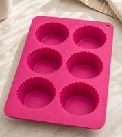 6er-Silikon Muffinform Backform ca. 26 x 18 x 3,5 cm zum Backen und Einfrieren **B-Ware – geprüft & funktionell einwandfrei** 7855401 Rosa