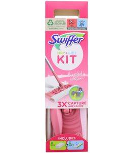 Swiffer Floor Mop Starter Kit with 1 mop + 8 dry & 3 wet cloths, featuring a 360° swivel head **B-Stock – inspected & fully functional** 20130689 Pink
