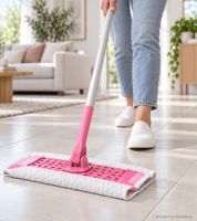 Praktischer Swiffer Bodenwischer inklusive Stiel, 8 Trockentüchern & 3 Feuchttüchern – 360°-Drehkopf – B-Ware – geprüft – 20130689 Rosa