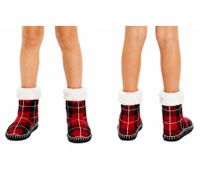 2 Paar kuschelige Kinder Hausschuh-Socken warme Winter-Strümpfe Jugendliche Teenager Mädchen Jungen Stopper-Socken mit Sohle 928150 Schwarz/Rot