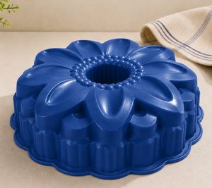 Große Silikon Blumen-Form Backform ca. 25 x 25 x 8 cm zum Backen und Einfrieren **B-Ware – geprüft & funktionell einwandfrei** 8173070 Blau