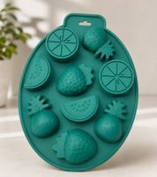 Fruchtige 9er Silikon Früchte-Form Backform ca. 23 x 17 x 3 cm zum Backen und Einfrieren **B-Ware – geprüft & funktionell einwandfrei** 9893877 Grün