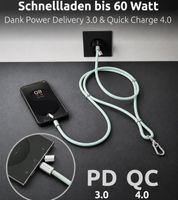 Intenso Handykette als Lade- und Datenkabel 2x USB-C und bis 1,65 Meter Schnell laden bis 60 Watt **B-Ware – geprüft & funktionell einwandfrei** in Schwarz, Beige, Rosa, Flieder, Bunt oder Hellgrün