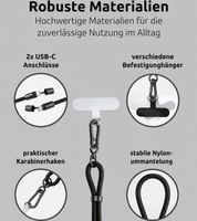 Intenso Handykette als Lade- und Datenkabel 2x USB-C und bis 1,65 Meter Schnell laden bis 60 Watt **B-Ware – geprüft & funktionell einwandfrei** in Schwarz, Beige, Rosa, Flieder, Bunt oder Hellgrün
