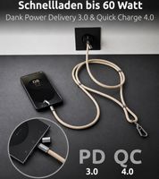 Intenso Handykette als Lade- und Datenkabel 2x USB-C und bis 1,65 Meter Schnell laden bis 60 Watt **B-Ware – geprüft & funktionell einwandfrei** in Schwarz, Beige, Rosa, Flieder, Bunt oder Hellgrün