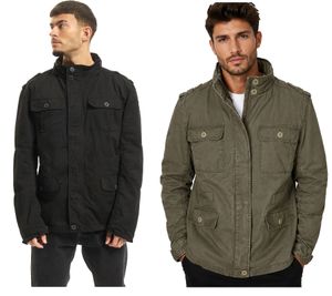 modische Build Your Brand Britannia Feldjacke Herren Baumwoll-Jacke mit Stehkragen und Kapuze B3116 in Schwarz oder Oliv-Grün