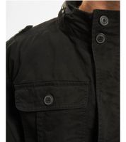 modische Build Your Brand Britannia Feldjacke Herren Baumwoll-Jacke mit Stehkragen und Kapuze B3116 in Schwarz oder Oliv-Grün