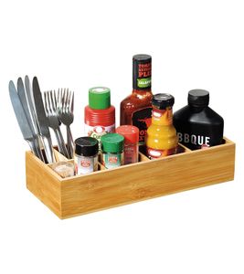 Praktische KESPER Aufbewahrungsbox zum Grillen mit 8 Fächern aus FSC®-zertifizierter Bambus ca. 36 x 7,5 x 15 cm Holzkiste **B-Ware – geprüft & funktionell einwandfrei** Braun