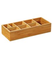 Praktische KESPER Aufbewahrungsbox zum Grillen mit 8 Fächern aus FSC®-zertifizierter Bambus ca. 36 x 7,5 x 15 cm Holzkiste **B-Ware – geprüft & funktionell einwandfrei** Braun