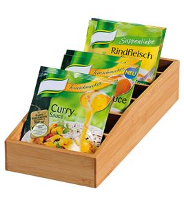 Praktische KESPER Aufbewahrungsbox aus FSC®-zertifizierter Bambus ca. 15 x 5/7 x 35 cm Holzkiste **B-Ware – geprüft & funktionell einwandfrei** Braun