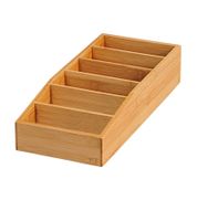 Practical KESPER storage box made of FSC®-certified bamboo, approx. 15 x 5/7 x 35 cm wooden box **B-stock – inspected & fully functional** Brown