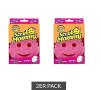 Lot de 2 éponges de nettoyage multi-usages double face Scrub Daddy Mommy, en polymère FlexTexture et mousse ResoFoam **Produit de seconde main – Testé et parfaitement fonctionnel** Rose