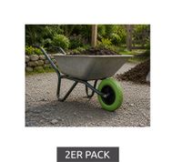 Lot de 2 roues de brouette WAGNER increvables à profil tout-terrain **Reconditionné – Testé et entièrement fonctionnel** Vert