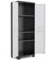 Keter LINEAR Garden Cabinet 68 x 39 x 173 cm (shelf load capacity up to 15 kg) – Garden Accessories **B-Stock – inspected & fully functional** White/Grey