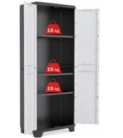 Keter LINEAR Garden Cabinet 68 x 39 x 173 cm (shelf load capacity up to 15 kg) – Garden Accessories **B-Stock – inspected & fully functional** White/Grey