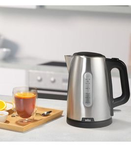 Bollitore Braun PurShine con sistema di sicurezza a 4 vie e funzione di ebollizione rapida, 2200 W, 1,7 L **Articolo di seconda scelta - Testato e perfettamente funzionante** Argento/Nero