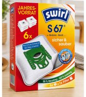 Swirl PH86 Vacuum Cleaner Bags (6-Pack) with EcoPor Filter – 6 Dust Bags + 1 Microfilter (Year's Supply) **B-Stock – Tested & Fully Functional** White/Green