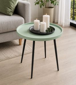 Mesa Auxiliar Ø49,5cm x 48cm de Metal con Tablero de Polipropileno **Producto de segunda selección – probado & totalmente funcional** en Verde