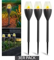 LED Solar-Fackeln - 3er Set Solarleuchten für Außen Garten, Gartenlampe wasserdicht ca. 38,0 x 6,1 cm **B-Ware – geprüft & funktionell einwandfrei** Schwarz