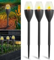 LED Solar-Fackeln - 3er Set Solarleuchten für Außen Garten, Gartenlampe wasserdicht ca. 38,0 x 6,1 cm **B-Ware – geprüft & funktionell einwandfrei** Schwarz