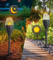 LED Solar-Fackeln - 3er Set Solarleuchten für Außen Garten, Gartenlampe wasserdicht ca. 38,0 x 6,1 cm **B-Ware – geprüft & funktionell einwandfrei** Schwarz