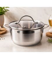 Edelstahl-Topf 16 cm mit Integrierte Messskala auf der Innenseite Kochtopf 1,25 L **B-Ware – geprüft & funktionell einwandfrei** Silber