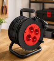 cet 15m Cable Reel for Home, Hobby & Workshop with Thermal Protection Switch **B-Stock – Tested & Fully Functional** Black/Red