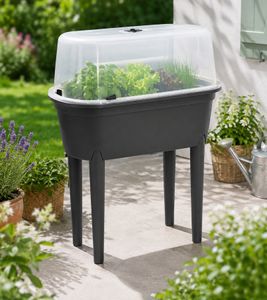 Raised garden bed with 4 detachable legs – approx. 45 liters – 77 × 39 × 84 cm **B-stock – inspected & fully functional** – Black