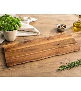 Planche à découper et à servir KESPER, pratique et fabriquée en bois certifié FSC®. Planche en bois d'environ 53 x 18 x 2 cm. **Produit de seconde main – testé et entièrement fonctionnel**. Marron.