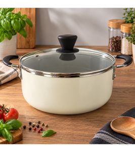 Bergner Creme Line Kochtopf Ø24cm mit Glasdeckel, ILAG Essential Antihaftbeschichtung & Induktionsboden **B-Ware – geprüft & funktionell einwandfrei** Creme-Weiß