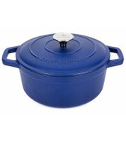 Teglia da forno in ghisa Chef Cuisine con pomello in acciaio inox, casseruola smaltata a 3 strati, circa 10 x Ø 24 cm, 3,7 litri **Articolo di seconda scelta - Ispezionato e perfettamente funzionante** Blu