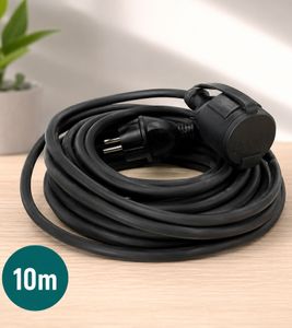 Prolunga in gomma cet Ningbo Shunchi da 10 m per hobby e officina **Articolo di seconda scelta - Testato e perfettamente funzionante** Nero