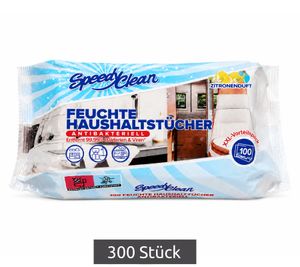 3er Pack Speedy Clean Feuchte Haushaltstücher 100 Stück pro Packung antibakteriell mit Zitronenduft **B-Ware – geprüft & funktionell einwandfrei** in Weiß