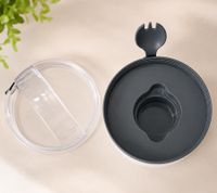 Duo Tableware Salatbecher TO-GO 2-stöckig mit Dressing-Behälter und Kühlakku Becher & Gabel 625ml **B-Ware – geprüft & funktionell einwandfrei** Weiß