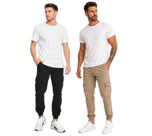 Stylish URBAN CLASSICS men's cargo trousers (270 g/m² cotton) – casual everyday pants in black and beige