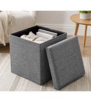 Puf plegable HEDURA con amplio espacio de almacenamiento (aprox. 50 litros), 40 x 40 x 40 cm, capacidad de carga de hasta 100 kg. **Producto de segunda mano: probado y en perfecto funcionamiento.** Gris