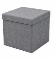 Puf plegable HEDURA con amplio espacio de almacenamiento (aprox. 50 litros), 40 x 40 x 40 cm, capacidad de carga de hasta 100 kg. **Producto de segunda mano: probado y en perfecto funcionamiento.** Gris