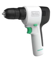 Kabelloser BLACK+DECKER 12V Akku-Bohrschrauber mit 10-stufige Drehmomentvorwahl Integrierter 1,5Ah Akku **B-Ware – geprüft & funktionell einwandfrei** REVDD12C Schwarz/Weiß