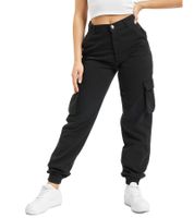 Pantalon cargo femme DEF élégant avec poches cargo, en coton DFLCP012, coloris noir et kaki