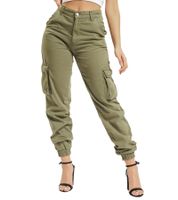Pantalon cargo femme DEF élégant avec poches cargo, en coton DFLCP012, coloris noir et kaki