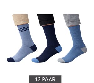 12 Paar SCOTCH & SODA Herren Terry-Crew-Socken Alltags-Strümpfe Baumwoll-Socken Größe 41-46 Business-Socken Blau/Weiß