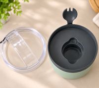 Duo Tableware Salatbecher TO-GO 2-stöckig mit Dressing-Behälter und Kühlakku Becher & Gabel 625ml **B-Ware – geprüft & funktionell einwandfrei** Grün