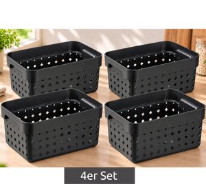 NHG 4er Set Seoul S Basket Aufbewahrungskorb aus Kunststoff 260 x 180 x 126 mm **B-Ware – geprüft & funktionell einwandfrei** Schwarz