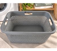 CURVER PURE Wäschekorb Aufbewahrungskorb aus Kunststoff 47 Liter 60 x 28 x 40 cm **B-Ware – geprüft & funktionell einwandfrei** Grau