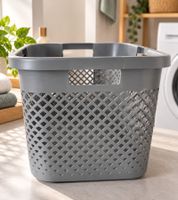 CURVER PURE Wäschekorb Aufbewahrungskorb aus Kunststoff 47 Liter 60 x 28 x 40 cm **B-Ware – geprüft & funktionell einwandfrei** Grau