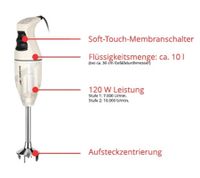 ESGE-Zauberstab M100 Exklusiv Stabmixer 120W 3-teiliges Set mit Multimesser & Wandhalter **B-Ware – geprüft & funktionell einwandfrei** in Weiß